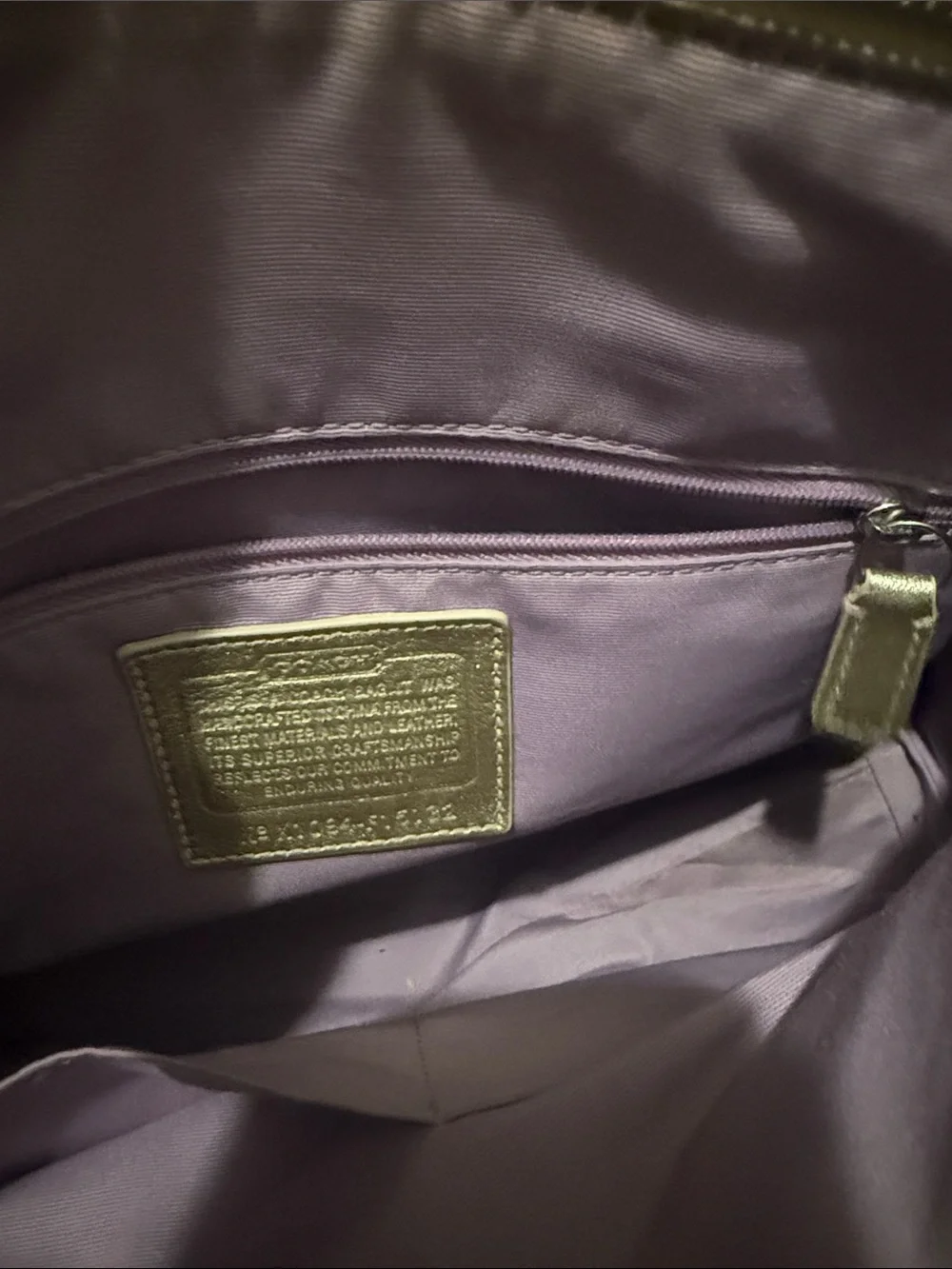 Coach Beige Signature Satchel with Metallic Gold Trim